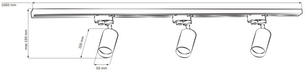 Σποτ για σύστημα ράγας ΠΑΡΙΣΙ 3xGU10/10W/230V + 1 m rail system