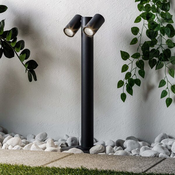 PRIOS Φωτιστικό μονοπατιού Prios Tulimar, 2-φωτο, 60cm, μεταλλικό, IP65, ρυθμιζόμενος, Μαύρο, Μέταλλο, σύγχρονο