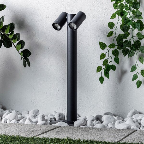 PRIOS Φωτιστικό μονοπατιού Prios Tulimar, 2-φωτο, 60cm, μεταλλικό, IP65, ρυθμιζόμενος, Μαύρο, Μέταλλο, σύγχρονο