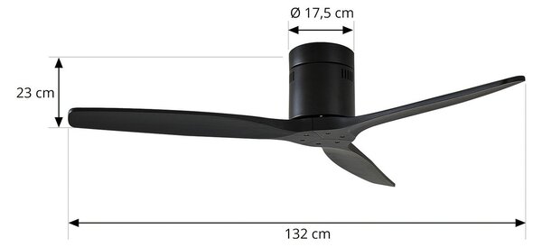 Lucande Ανεμιστήρας οροφής Vindur, μαύρος, DC, αθόρυβος, Μαύρο, Σαλόνι / τραπεζαρία, Μέταλλο, σύγχρονο