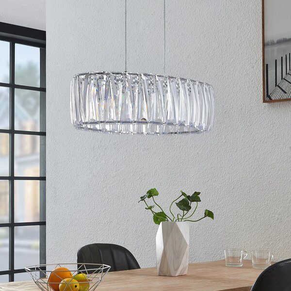 Lindby κρεμαστό φωτιστικό Sofia, 68 cm, 3-φωτιστικό, E14, χρώμιο/καθαρό, ρυθμιζόμενος, Διαφανές, Σαλόνι / τραπεζαρία, Πλαστικό, σύγχρονο