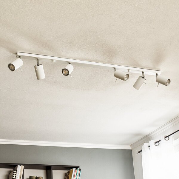 SOLLUX LIGHTING Σποτ οροφής Round, λευκό, έξι φλόγες γραμμικό, ρυθμιζόμενος, Λευκό, Σαλόνι / τραπεζαρία, Μέταλλο, σύγχρονο