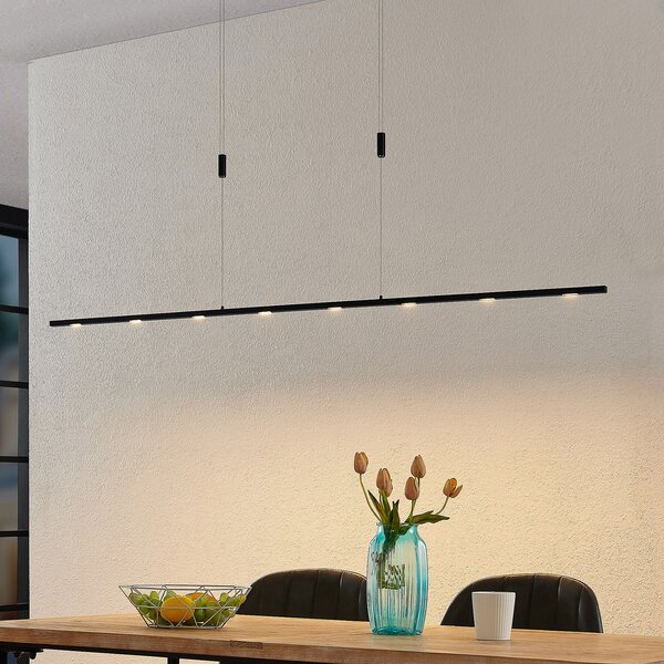 Lucande LED κρεμαστό φωτιστικό Stakato, 180 cm, 8-φωτός, ρυθμιζόμενο, ρυθμιζόμενος, Μαύρο, Σαλόνι / τραπεζαρία, Αλουμίνιο, σύγχρονο