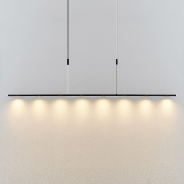 Lucande LED κρεμαστό φωτιστικό Stakato, 180 cm, 8-φωτός, ρυθμιζόμενο, ρυθμιζόμενος, Μαύρο, Σαλόνι / τραπεζαρία, Αλουμίνιο, σύγχρονο