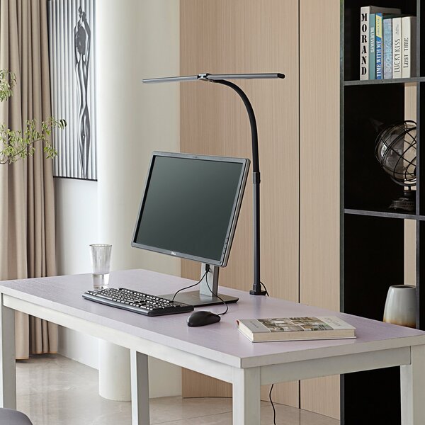 Lindby Φωτιστικό LED με σφιγκτήρα Nilay, ύψος 97,5 cm, CCT, για το γραφείο στο, ρυθμιζόμενος, Μαύρο, Μελέτη / Γραφείο, Μέταλλο, σύγχρονο
