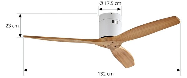 Lucande Ανεμιστήρας οροφής Vindur, λευκός, ξύλο, DC, αθόρυβος, Ξύλου, Σαλόνι / τραπεζαρία, Μέταλλο, σύγχρονο