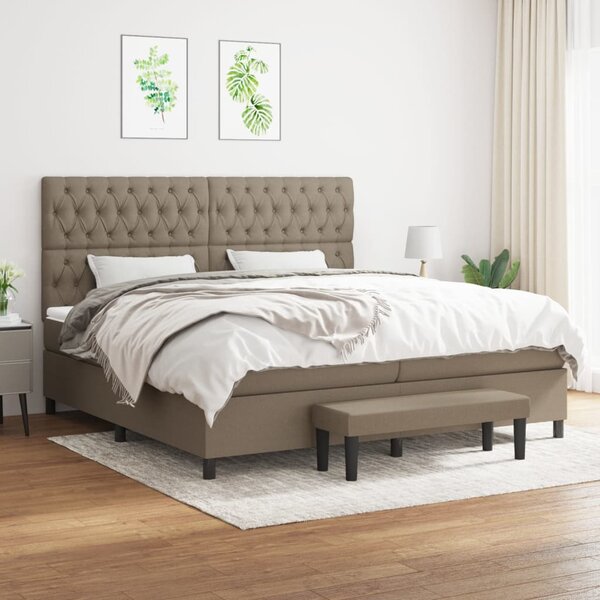 VidaXL Κρεβάτι Boxspring με Στρώμα Taupe 200x200 εκ. Υφασμάτινο