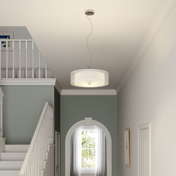 Lindby κρεμαστό φωτιστικό Pikka, λευκό, ύφασμα, Ø 50 cm, E27, ρυθμιζόμενος, Λευκό, Σαλόνι / τραπεζαρία, Ύφασμα / Κλωστοϋφαντουργία, σύγχρονο
