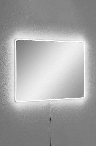 LED Καθρέφτης τοίχου με ένα οπίσθιος φωτιαμός RECTANGULAR 60x40 cm λευκό