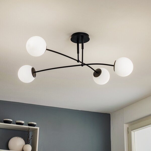 EMIBIG LIGHTING Φωτιστικό οροφής Pregos 4 σε μαύρο χρώμα, τετραπλό, ρυθμιζόμενος, Μαύρο, Διάδρομος, Μέταλλο, σύγχρονο
