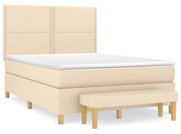 VidaXL Κρεβάτι Boxspring με Στρώμα Κρεμ 140x200 εκ. Υφασμάτινο