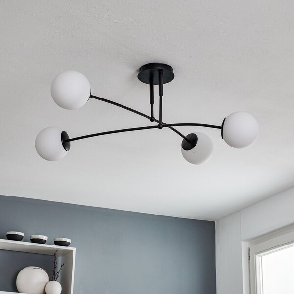 EMIBIG LIGHTING Φωτιστικό οροφής Pregos 4 σε μαύρο χρώμα, τετραπλό, ρυθμιζόμενος, Μαύρο, Διάδρομος, Μέταλλο, σύγχρονο