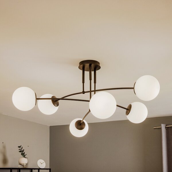 EMIBIG LIGHTING Φωτιστικό οροφής Pregos 6 σε μαύρο χρώμα, με έξι λάμπες, ρυθμιζόμενος, Μαύρο, Διάδρομος, Μέταλλο, σύγχρονο