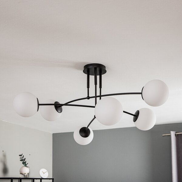 EMIBIG LIGHTING Φωτιστικό οροφής Pregos 6 σε μαύρο χρώμα, με έξι λάμπες, ρυθμιζόμενος, Μαύρο, Διάδρομος, Μέταλλο, σύγχρονο