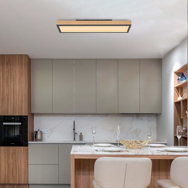 Globo Φωτιστικό οροφής Doro LED, μήκος 60 cm, δρυς, ξύλο, Ξύλου, Σαλόνι / τραπεζαρία, Ξύλο, σύγχρονο