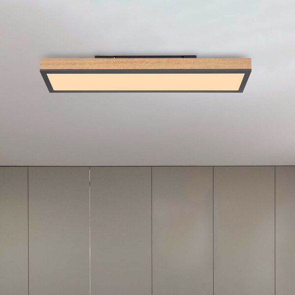 Globo Φωτιστικό οροφής Doro LED, μήκος 60 cm, δρυς, ξύλο, Ξύλου, Σαλόνι / τραπεζαρία, Ξύλο, σύγχρονο