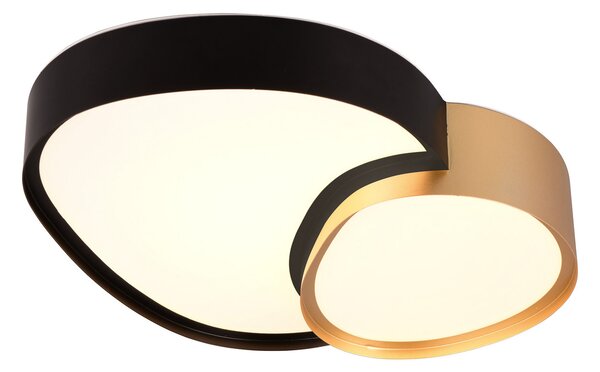 Trio Lighting Φωτιστικό οροφής LED Rise, μαύρο-χρυσό, 43 x 36 cm, CCT, dimmable, ρυθμιζόμενος, Μαύρο, Σαλόνι / τραπεζαρία, Μέταλλο, σύγχρονο