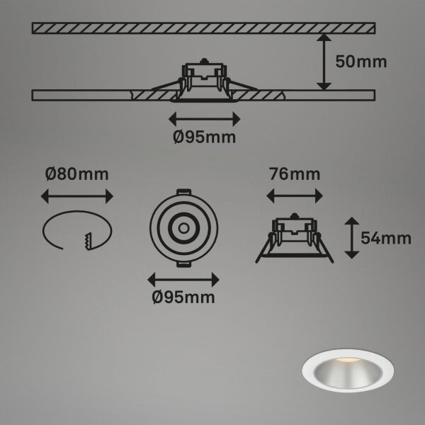 Briloner 7041-036 - ΣΕΤ 3x Χωνευτό Φωτιστικό μπάνιου LED LED/4,9W/230V λευκό