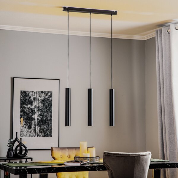 Nowodvorski Lighting Κρεμαστό φωτιστικό Eye, μαύρο, με τρία φώτα, ρυθμιζόμενος, Μαύρο, Σαλόνι / τραπεζαρία, Μέταλλο, σύγχρονο