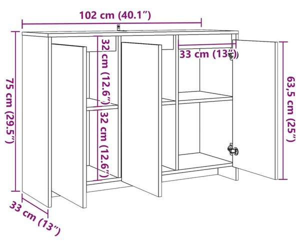 Ντουλάπι Παλ. Ξύλο 102x33x75 εκ. από Επεξεργασμένο Ξύλο - Καφέ