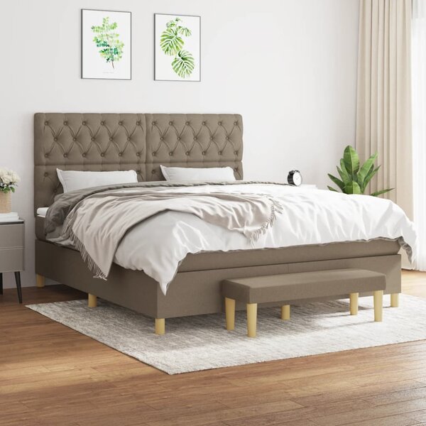 VidaXL Κρεβάτι Boxspring με Στρώμα Taupe 160x200 εκ. Υφασμάτινο