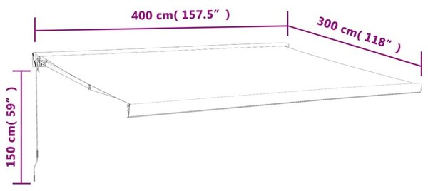 Τέντα Πτυσσόμενη Πορτοκαλί/Καφέ 4 x 3 μ. Ύφασμα και Αλουμίνιο - Πολύχρωμο