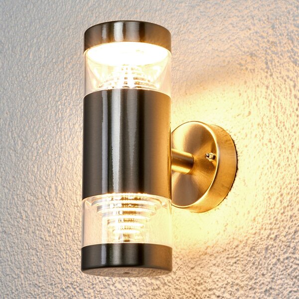 Lindby LED φωτιστικό εξωτερικού χώρου Lanea, 21 cm, ανοξείδωτο ατσάλι, IP44, Μεταλλικό, Ανοξείδωτος χάλυβας, σύγχρονο