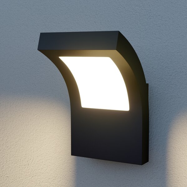 Arcchio Φωτιστικό τοίχου LED Advik, IP65, ανθρακί, μεταλλικό, Μαύρο, Αλουμίνιο, σύγχρονο