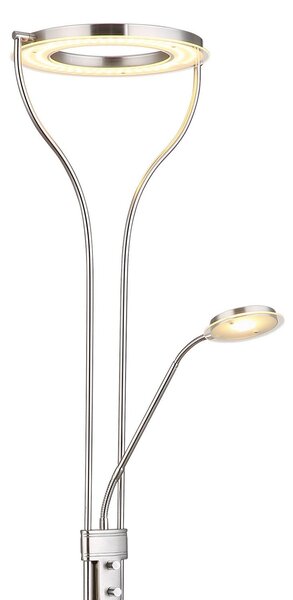 Globo Φωτιστικό δαπέδου LED Ebro, ύψος 194 cm, χρώματος νικελίου, 2-φωτιστικό., ρυθμιζόμενος, Μεταλλικό, Σαλόνι / τραπεζαρία, Μέταλλο, σύγχρονο, Φως ανάγνωσης