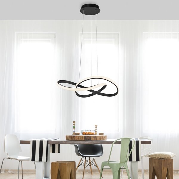 JUST LIGHT. GmbH LED κρεμαστό φωτιστικό Maria, 3-step-dim, μαύρο, ρυθμιζόμενος, Μαύρο, υπνοδωμάτιο, Αλουμίνιο, σύγχρονο