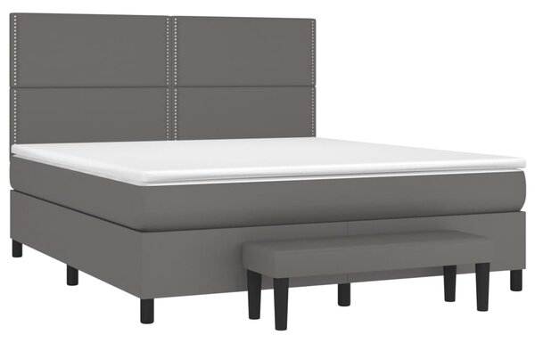 VidaXL Κρεβάτι Boxspring με Στρώμα Γκρι 160x200εκ. από Συνθετικό Δέρμα