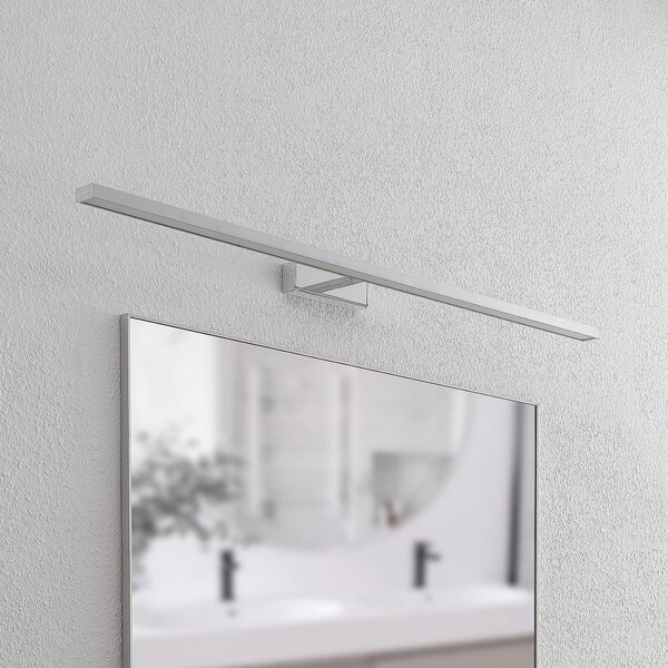 Lindby LED καθρέφτης Jukka, 120 cm, χρώμιο, μέταλλο, IP44, Μεταλλικό, Μπάνιο, Αλουμίνιο, σύγχρονο