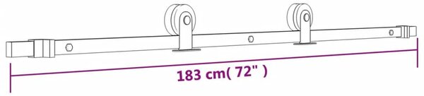 Συρόμενη Μεσόπορτα με Μηχανισμό 90 x 210 εκ. Μασίφ Ξύλο Πεύκου - Καφέ