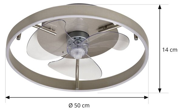 Ανεμιστήρας οροφής Lindby LED Momitu, ασημί, αθόρυβος, Ø 14 cm