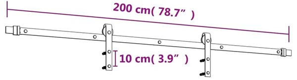 Συρόμενη Μεσόπορτα με Μηχανισμό 90 x 210 εκ. Μασίφ Ξύλο Πεύκου - Καφέ