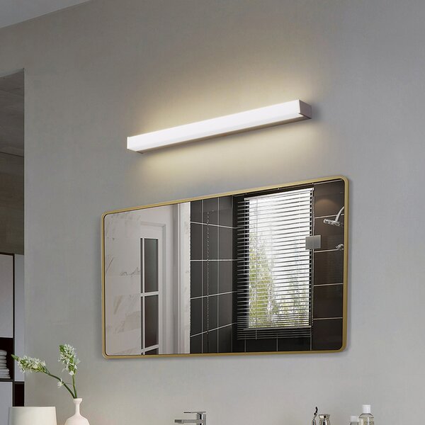 Lindby Φωτιστικό τοίχου LED Philippa, τετράγωνο, 59 cm, χρώμα αλουμινίου, IP44, Μεταλλικό, Μπάνιο, Αλουμίνιο, σύγχρονο