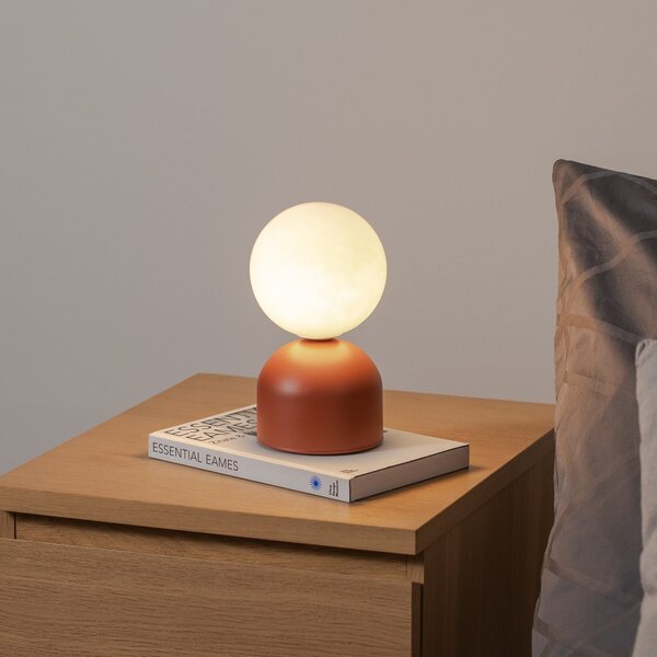 TK Lighting Επιτραπέζια λάμπα Miki, τερακότα, ύψος 21 cm, μέταλλο/γυαλί, G9, Καφέ / Σκουριάς, υπνοδωμάτιο, Μέταλλο, σύγχρονο