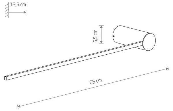 LED φωτιστικό τοίχου Arm M, 65 cm ύψος, μαύρο, μέταλλο