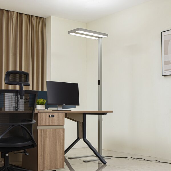 Arcchio LED-Stehleuchte Logan Ultra HCL CCT, ασημί, ρυθμιζόμενη ένταση φωτισμού, ρυθμιζόμενος, Μεταλλικό, Μελέτη / Γραφείο, Αλουμίνιο, σύγχρονο