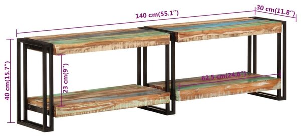 Έπιπλο Τηλεόρασης 140 x 30 x 40 εκ. από Μασίφ Ανακυκλωμένο Ξύλο - Πολύχρωμο