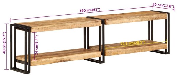 Έπιπλο Τηλεόρασης 160 x 30 x 40 εκ. από Μασίφ Ξύλο Μάνγκο - Καφέ