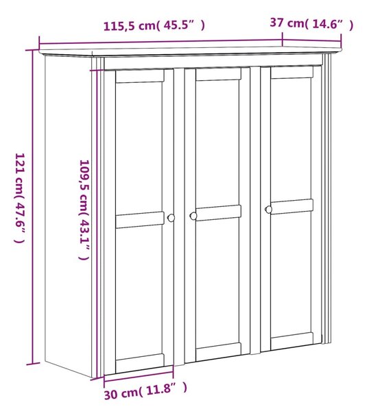 Μπουφές BODO Γκρι 115,5x43x200,5 εκ. από Μασίφ Ξύλο Πεύκου - Γκρι