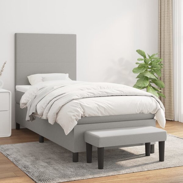 VidaXL Κρεβάτι Boxspring με Στρώμα Ανοιχτό Γκρι 80x200 εκ. Υφασμάτινο