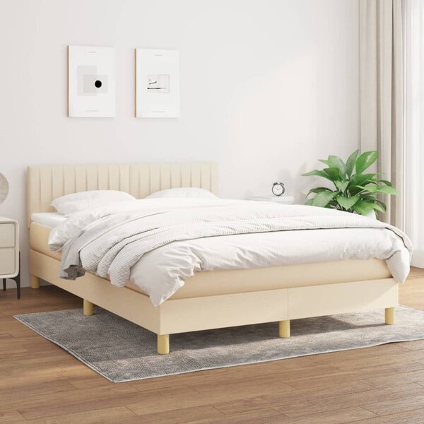 VidaXL Κρεβάτι Boxspring με Στρώμα Κρεμ 140x200 εκ. Υφασμάτινο