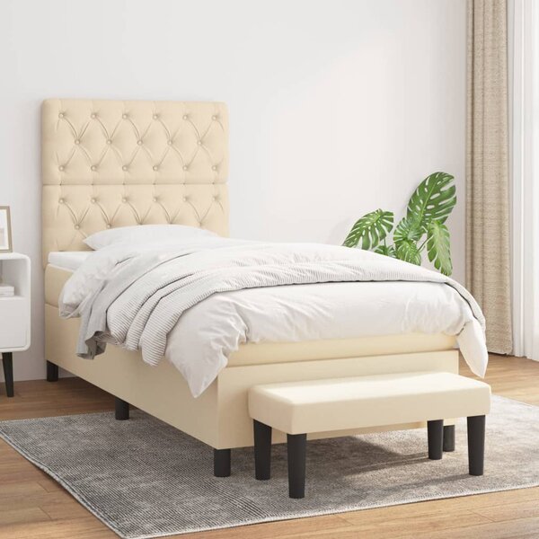 VidaXL Κρεβάτι Boxspring με Στρώμα Κρεμ 80 x 200 εκ. Υφασμάτινο