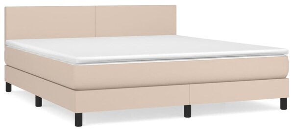 VidaXL Κρεβάτι Boxspring με Στρώμα Καπουτσίνο 160x200εκ.από Συνθ.Δέρμα