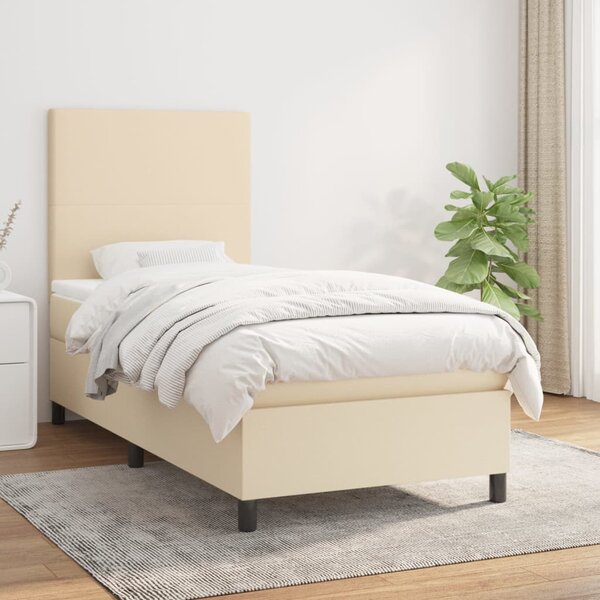 VidaXL Κρεβάτι Boxspring με Στρώμα Κρεμ 80 x 200 εκ. Υφασμάτινο