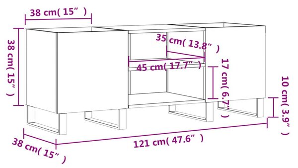 Δισκοθήκη Sonoma Δρυς 121 x 38 x 48 εκ. από Επεξεργασμένο Ξύλο - Καφέ