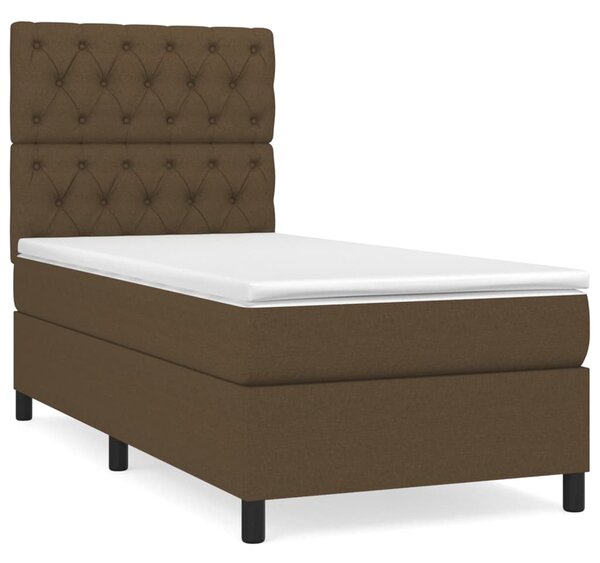 VidaXL Κρεβάτι Boxspring με Στρώμα Σκούρο Καφέ 80x200 εκ. Υφασμάτινο