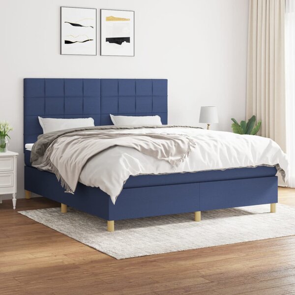 VidaXL Κρεβάτι Boxspring με Στρώμα Μπλε 180x200 εκ. Υφασμάτινο